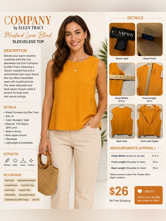 Ellen Tracy Tops - Ellen Tracy Sleeveless Tank Top in Bright Orange
